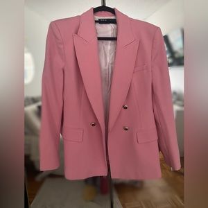 Zara double breasted blazer soft pink. Size L